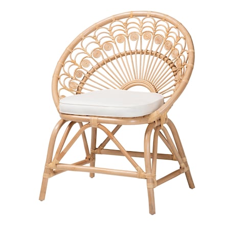 Bali & Pari Abriella Modern Bohemian Natural Brown Rattan Peacock Accent Chair 238-13408-ZORO